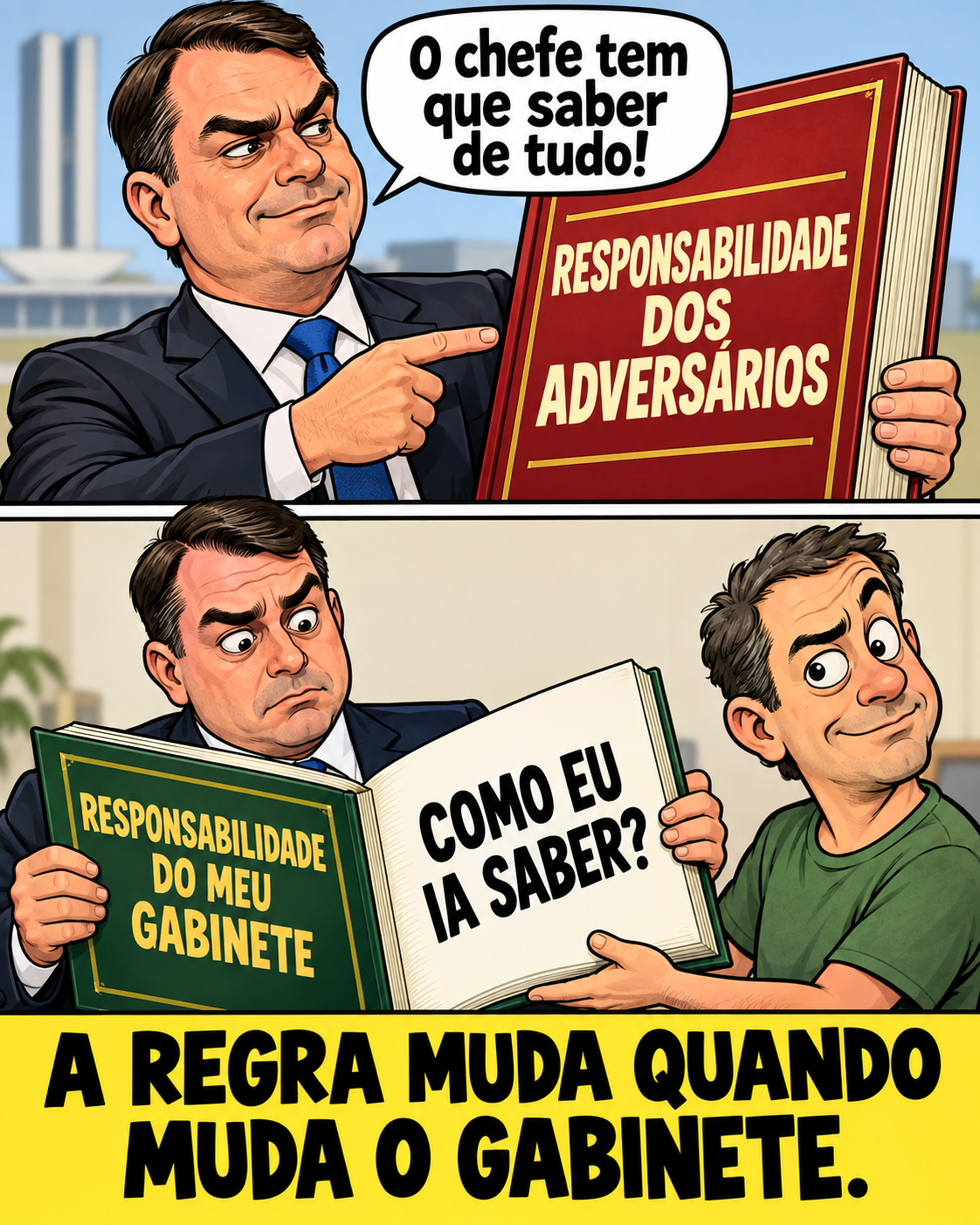 Meme de política brasileira: Two Books, Changing Rules.