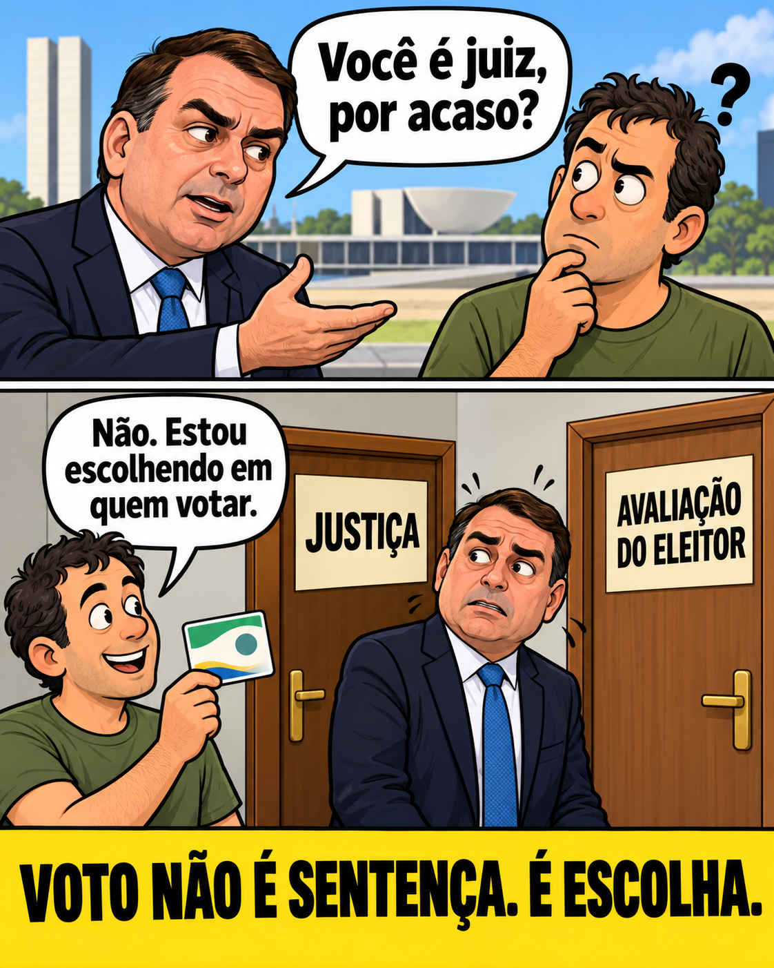 Meme de política brasileira: Two Doors, One Voter’s Choice.